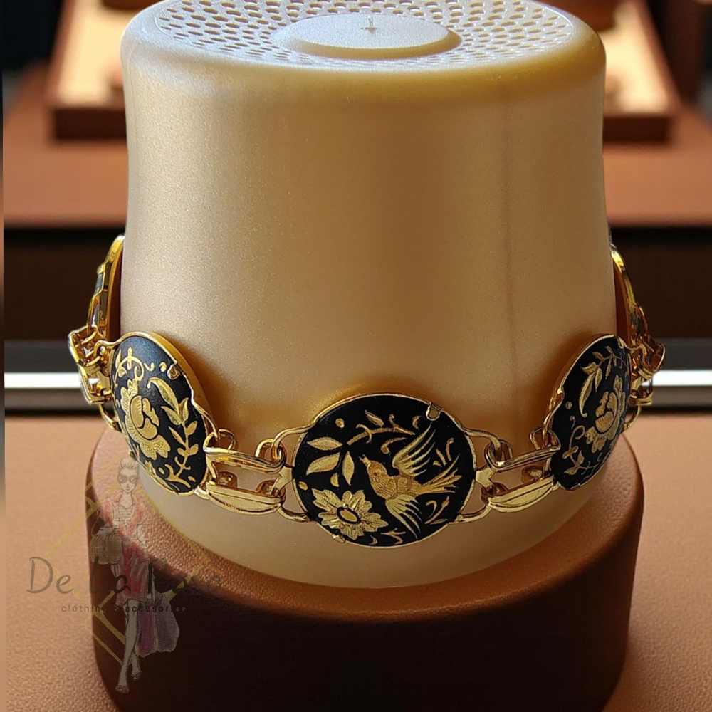Vintage Gold Plated Toledo Gold Demascene Link Bracelet